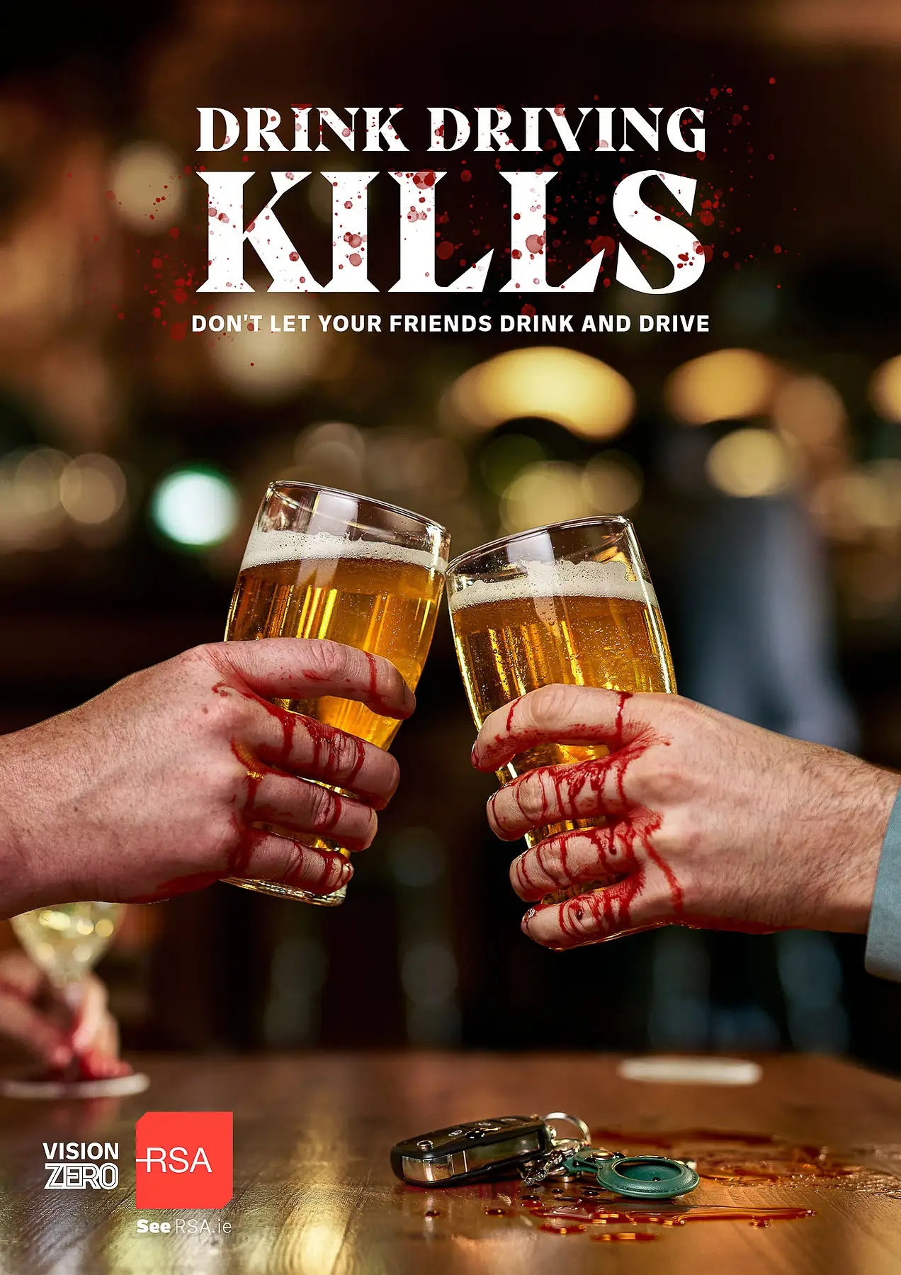 RSA Insurance team clinking glasses in warm bar setting